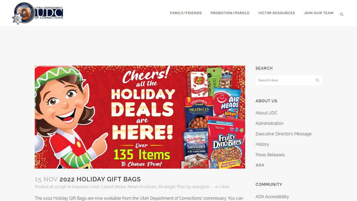 2022 Holiday Gift Bags - Utah Department of Corrections