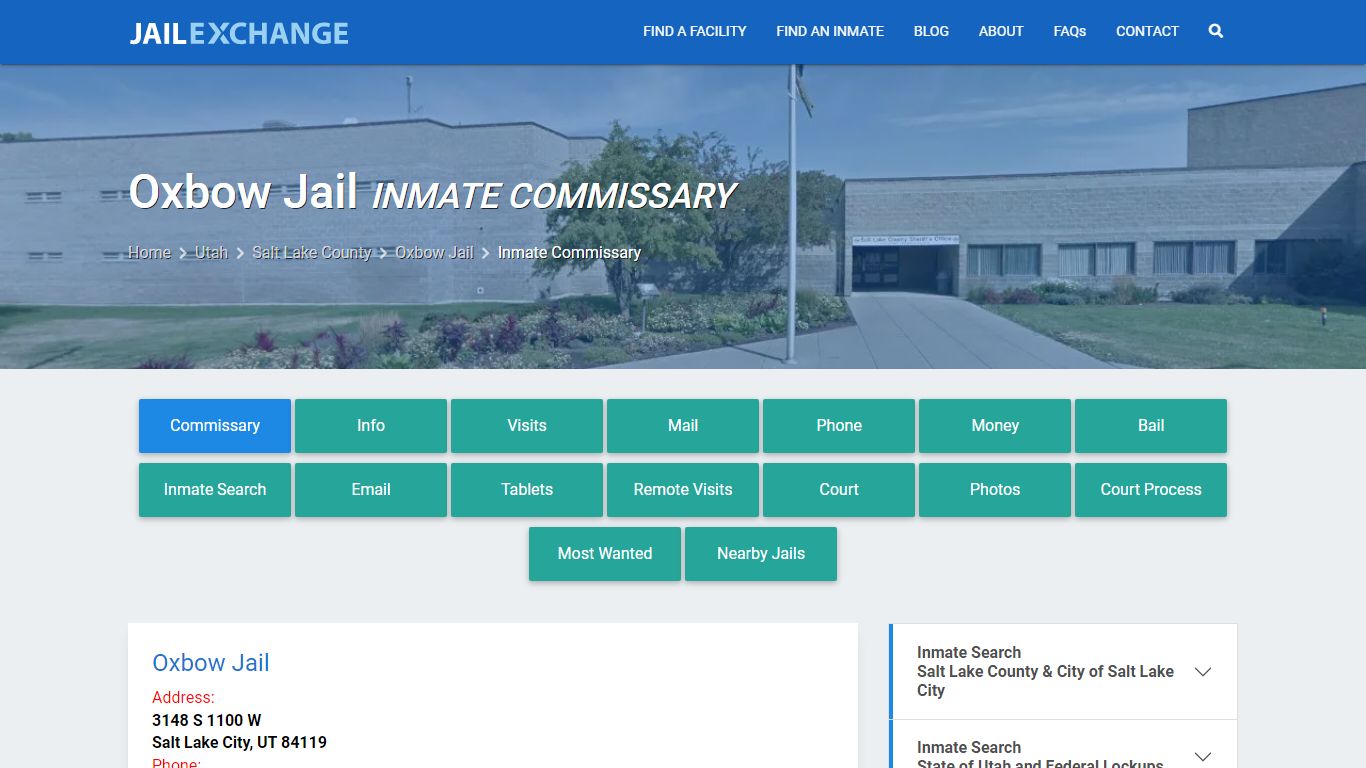 Inmate Commissary, Care Packs - Oxbow Jail, UT - Jail Exchange